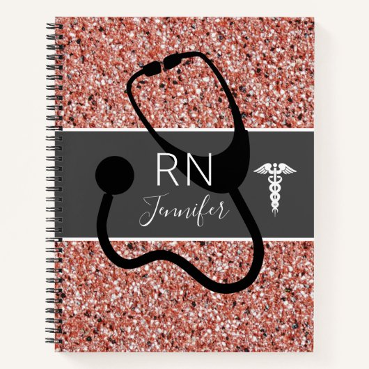 Carnet Infirmière Médicale Rose Gold Nom de la Parties sc (Devant)