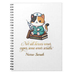 Carnet Infirmière mignonne chat calico personnalisé 
