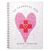 Carnet Infirmière Monogramme Coeurs roses Monogramme Nom (Devant)