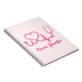 Carnet Infirmière personnalisée rose Nom Stethoscope Coeu (Côté Droit)