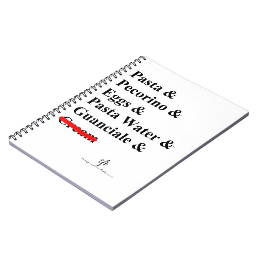 Carnet Ingrédients Pasta Carbonara (Côté gauche)