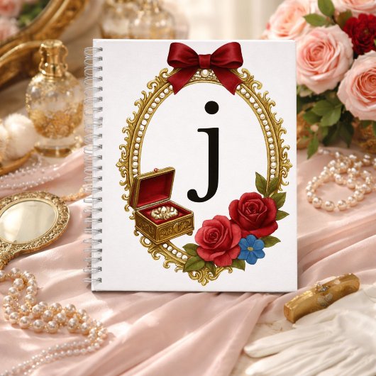 Carnet Initial J Personalized Gift Elegant Regency