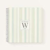 Carnet Initial Neutral Dusty Blue Stripe Rustic Farmhouse (Devant)
