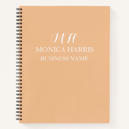 Carnet Initial professionnel orange monogrammé pour les e (Devant)