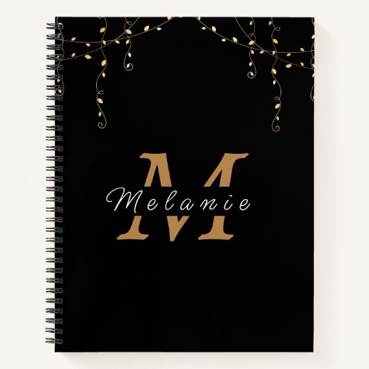 Carnet Initiale Black & Gold personnalisée (Devant)