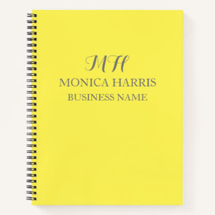 Carnet Initiale de monogramme jaune professionnel affaire