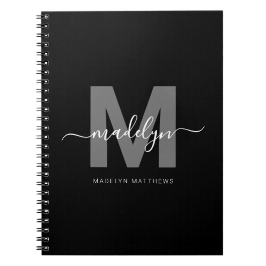 Carnet Initiale de monogramme noir et blanc professionnel (Devant)