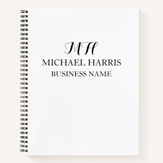 Carnet Initiale de monogramme noir professionnel pour les (Devant)