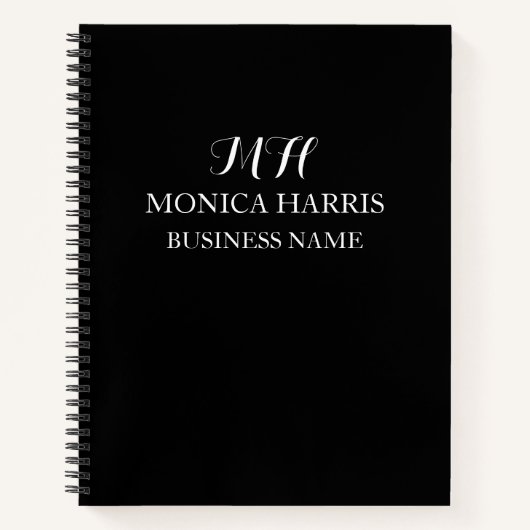 Carnet Initiale de monogramme noir professionnel pour les (Devant)
