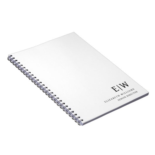 Carnet Initiale de monogramme professionnel blanc pour le (Côté Droit)