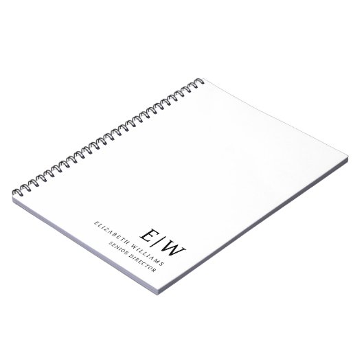 Carnet Initiale de monogramme professionnel blanc pour le (Côté gauche)