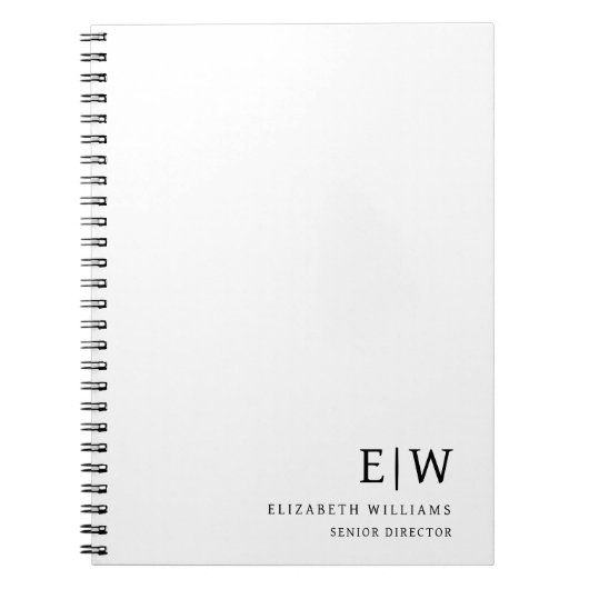 Carnet Initiale de monogramme professionnel blanc pour le (Devant)