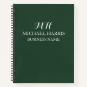 Carnet Initiale de monogramme vert professionnel affaires (Devant)
