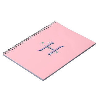 Carnet Initiale et nom personnalisés en rose