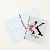 Carnet Initiale K brodée rose floral bohème (Intérieur)