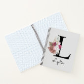 Carnet Initiale L florale rose personnalisée (Intérieur)