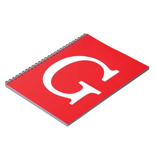 Carnet Initiale Lettre Monogramme Rouge Blanc Simple Uni (Côté gauche)