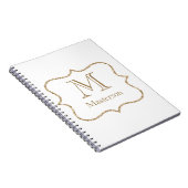 Carnet Initiale Monogramme Or Nom Or Blanc Tendance (Côté Droit)