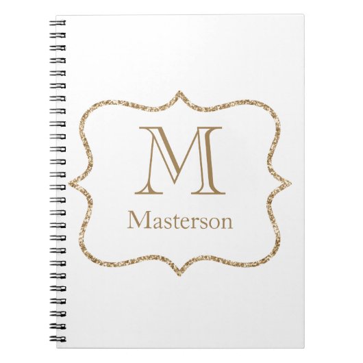 Carnet Initiale Monogramme Or Nom Or Blanc Tendance (Devant)