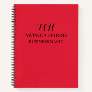 Carnet Initiale rouge de monogramme professionnel