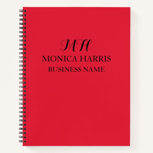 Carnet Initiale rouge de monogramme professionnel (Devant)