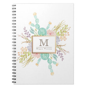 Carnet Initiale succulente de l'aquarelle   de bouquet