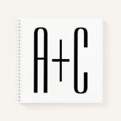 Carnet Initiales de couples modernes élégants | Blanc et (Devant)