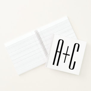 Carnet Initiales de couples modernes élégants Blanc et