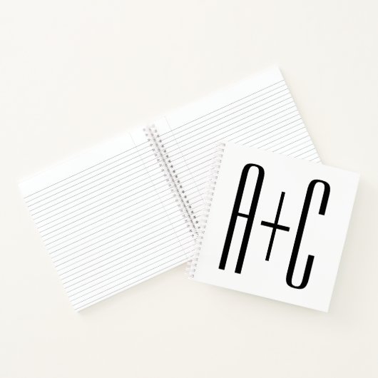 Carnet Initiales de couples modernes élégants | Blanc et (Intérieur)