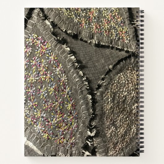 Carnet Initiales de lin gris aspect groral grunge créatif (Dos)