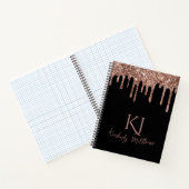 Carnet Initiales de monogramme à paillettes de rose gold (Intérieur)