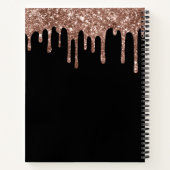 Carnet Initiales de monogramme à paillettes de rose gold (Dos)