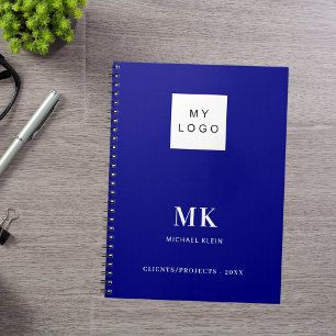 Carnet Initiales de monogramme bleu marine affaires