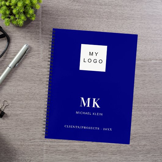 Carnet Initiales de monogramme bleu marine pour entrepris