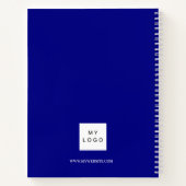 Carnet Initiales de monogramme bleu marine pour entrepris (Dos)