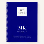 Carnet Initiales de monogramme bleu marine pour entrepris (Devant)