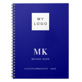 Carnet Initiales de monogramme bleu marine pour entrepris (Devant)