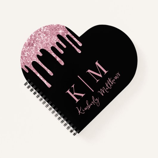 Carnet Initiales de monogramme de Parties scintillant ros (Devant)