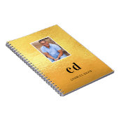 Carnet Initiales de monogramme de photo en or nom (Côté Droit)