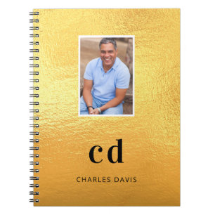 Carnet Initiales de monogramme de photo en or nom