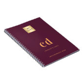 Carnet initiales de monogramme en bordeaux pour logo d'en (Côté Droit)