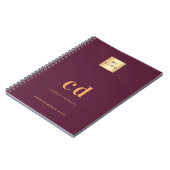 Carnet initiales de monogramme en bordeaux pour logo d'en (Côté gauche)