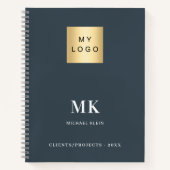 Carnet Initiales de monogramme gris charbon de bois affai (Devant)