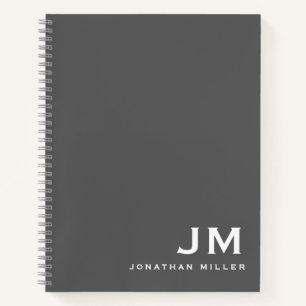 Carnet Initiales de monogramme gris professionnel