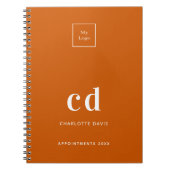 Carnet Initiales de monogramme orange brûlé pour entrepri (Devant)