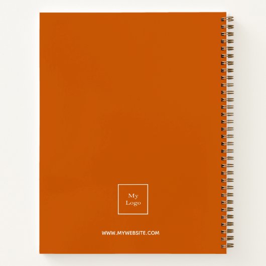 Carnet Initiales de monogramme orange brûlé pour entrepri (Dos)
