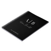 Carnet Initiales de monogramme personnalisé moderne noir (Côté gauche)