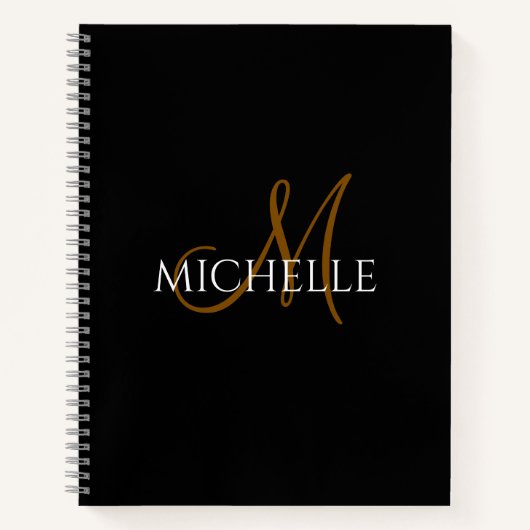 Carnet initiales de monogramme personnalisées noir & blan (Devant)