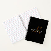 Carnet initiales de monogramme personnalisées noir & blan (Intérieur)