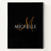 Carnet initiales de monogramme personnalisées noir & blan (Dos)